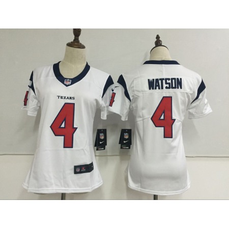 Women's Houston Texans #4 Deshaun Watson White Stitched NFL Vapor Untouchable Limited Jersey