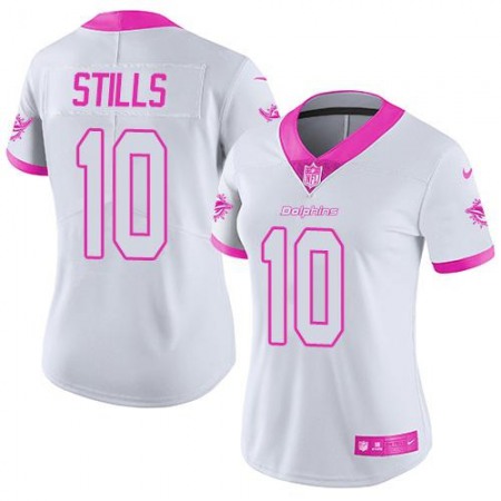 Dolphins #10 Kenny Stills White/Pink Women's Stitched NFL Limited Rush Fashion Jersey