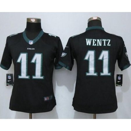 Eagles #11 Carson Wentz Black Alternate Women's Stitched NFL New Limited Jersey