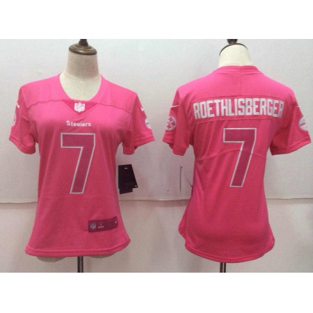 Women's Pittsburgh Steelers #7 Ben Roethlisberger Pink Limited Rush Fashion Stitched NFL Jersey