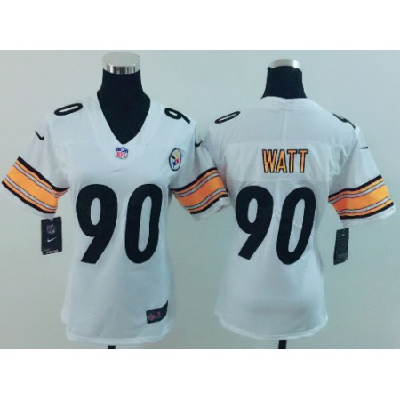 Women's Pittsburgh Steelers #90 T. J. Watt White Vapor Untouchable Limited Stitched NFL Jersey