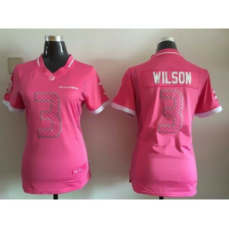 Seahawks #3 Russell Wilson Pink Women's Stitched NFL Elite Bubble Gum Jersey