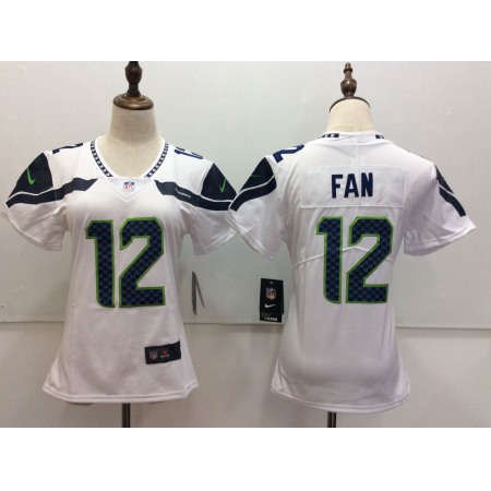 Women's Seattle Seahawks #12 Fan White Vapor Untouchable Limited Stitched NFL Jersey