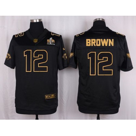 Cardinals #12 John Brown Black Pro Line Gold Collection Men's Stitched NFL Elite Jersey