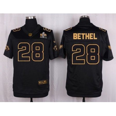 Cardinals #28 Justin Bethel Black Pro Line Gold Collection Men's Stitched NFL Elite Jersey