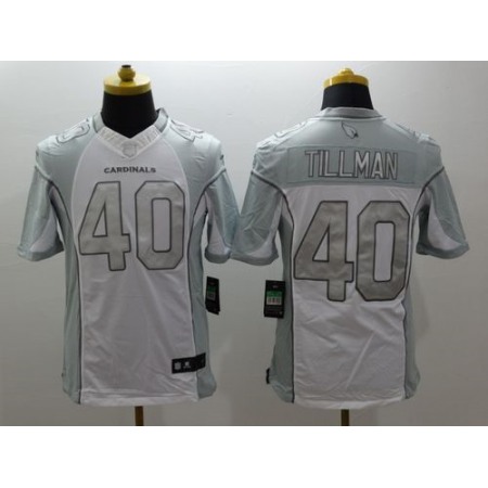 Cardinals #40 Pat Tillman White Men's Stitched NFL Limited Platinum Jersey