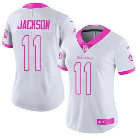 Redskins #11 DeSean Jackson White/Pink Women's Stitched NFL Limited Rush Fashion Jersey