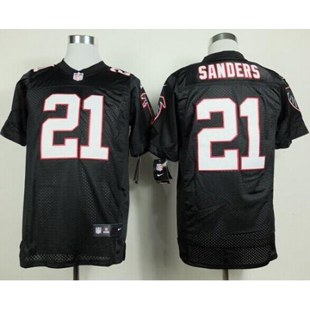 Falcons #21 Deion Sanders Black Alternate Men's Stitched NFL Elite Jersey