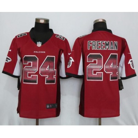 Falcons #24 Devonta Freeman Red Team Color Men's Stitched NFL Limited Strobe Jersey