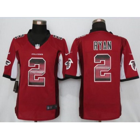 Falcons #2 Matt Ryan Red Team Color Men's Stitched NFL Limited Strobe Jersey