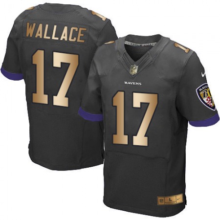 Ravens #17 Mike Wallace Black Alternate Men's Stitched NFL New Elite Gold Jersey