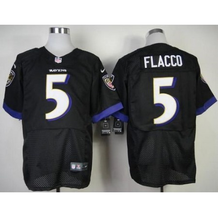 Ravens #5 Joe Flacco Black Alternate Men's Stitched NFL New Elite Jersey