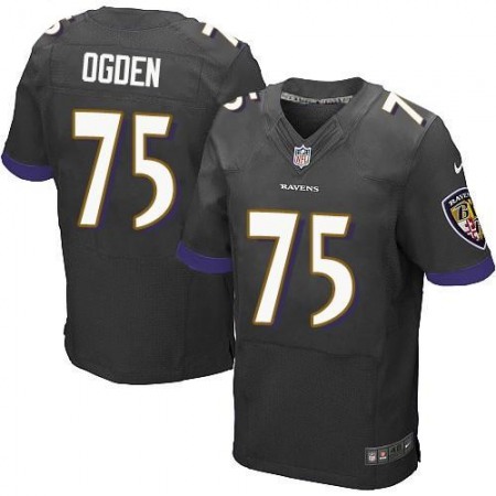 Ravens #75 Jonathan Ogden Black Alternate Men's Stitched NFL New Elite Jersey