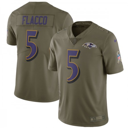 Men's Baltimore Ravens #5 Joe Flacco Olive Salute to Service Limited Stitched NFL Jersey