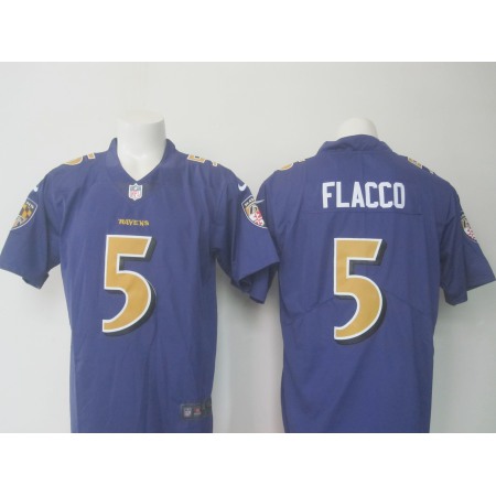 Men's Ravens #5 Joe Flacco Purple Limited Rush NFL Jersey