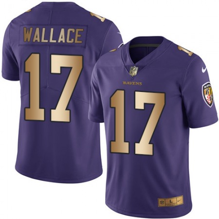 Ravens #17 Mike Wallace Purple Men's Stitched NFL Limited Gold Rush Jersey