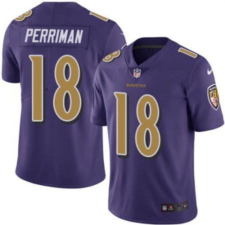 Ravens #18 Breshad Perriman Purple Men's Stitched NFL Limited Rush Jersey
