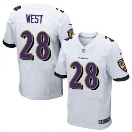 Ravens #28 Terrance West White Men's Stitched NFL New Elite Jersey
