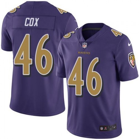 Ravens #46 Morgan Cox Purple Men's Stitched NFL Limited Rush Jersey