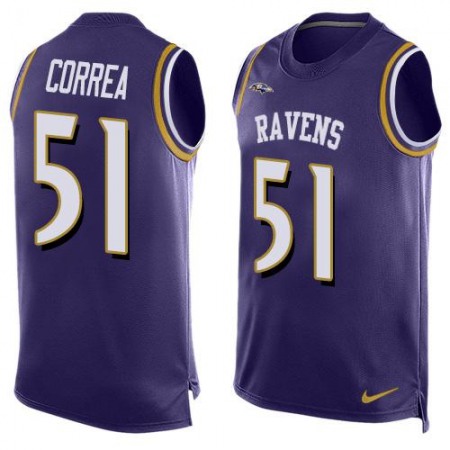 Ravens #51 Kamalei Correa Purple Team Color Men's Stitched NFL Limited Tank Top Jersey