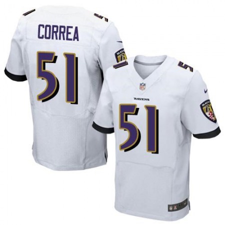 Ravens #51 Kamalei Correa White Men's Stitched NFL New Elite Jersey