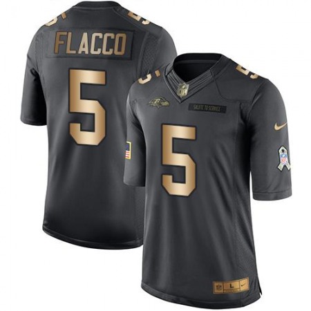 Ravens #5 Joe Flacco Black Men's Stitched NFL Limited Gold Salute To Service Jersey