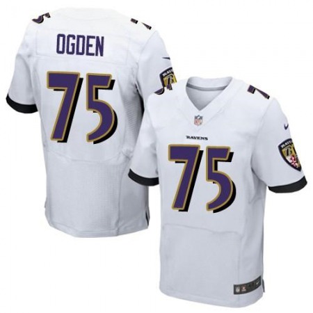 Ravens #75 Jonathan Ogden White Men's Stitched NFL New Elite Jersey