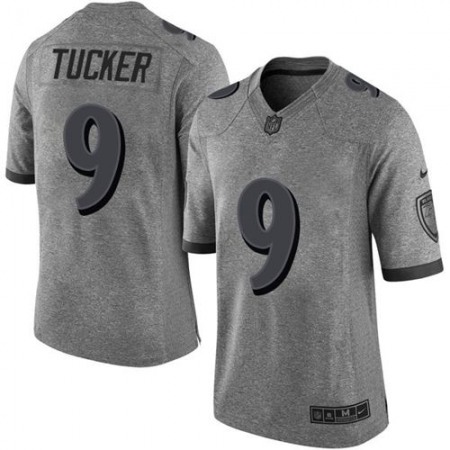 Ravens #9 Justin Tucker Gray Men's Stitched NFL Limited Gridiron Gray Jersey