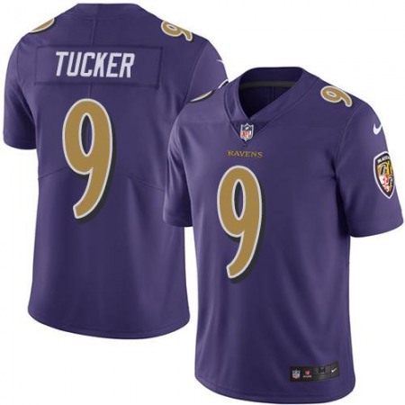 Ravens #9 Justin Tucker Purple Men's Stitched NFL Limited Rush Jersey