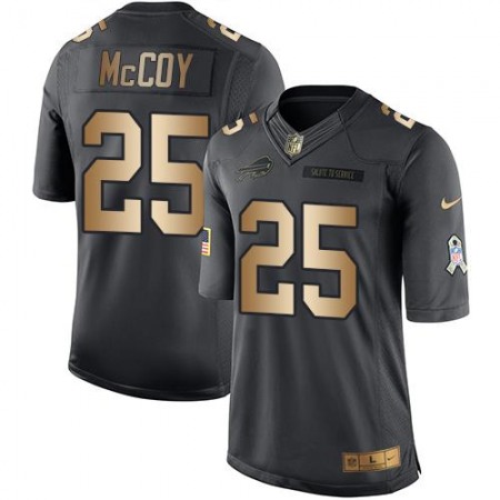 Bills #25 LeSean McCoy Black Men's Stitched NFL Limited Gold Salute To Service Jersey