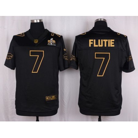 Bills #7 Doug Flutie Black Men's Stitched NFL Elite Pro Line Gold Collection Jersey