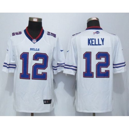 Bills #12 Jim Kelly White Men's Stitched NFL Limited Jersey
