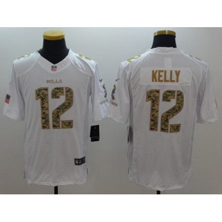 Bills #12 Jim Kelly White Men's Stitched NFL Limited Salute To Service Jersey