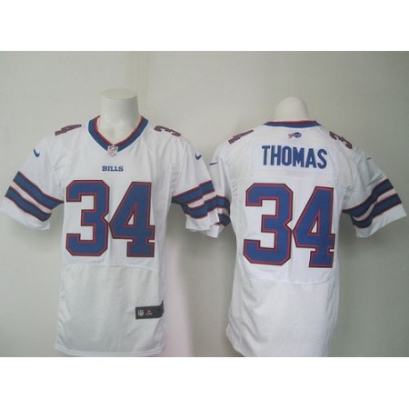 Bills #34 Thurman Thomas White Men's Stitched NFL New Elite Jersey