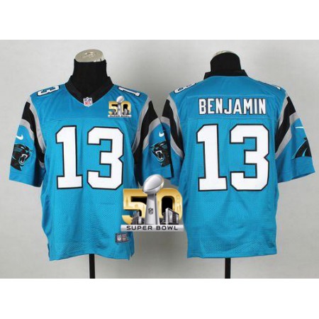 Panthers #13 Kelvin Benjamin Blue Alternate Super Bowl 50 Men's Stitched NFL Elite Jersey