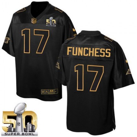 Panthers #17 Devin Funchess Black Super Bowl 50 Men's Stitched NFL Elite Pro Line Gold Collection Jersey