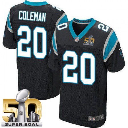 Panthers #20 Kurt Coleman Black Team Color Super Bowl 50 Men's Stitched NFL Elite Jersey