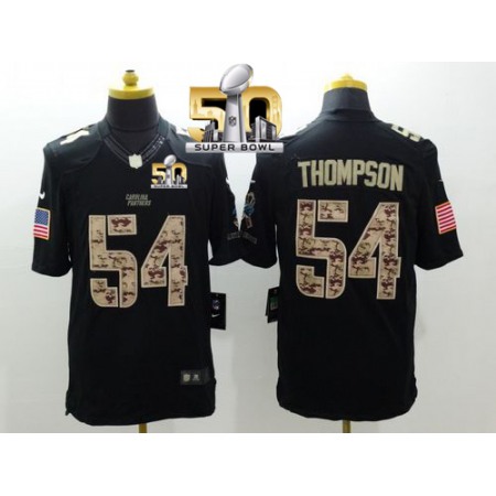 Panthers #54 Shaq Thompson Black Super Bowl 50 Men's Stitched NFL Limited Salute to Service Jersey