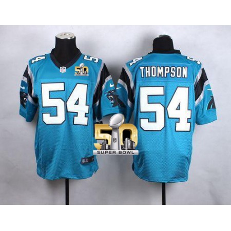 Panthers #54 Shaq Thompson Blue Alternate Super Bowl 50 Men's Stitched NFL Elite Jersey