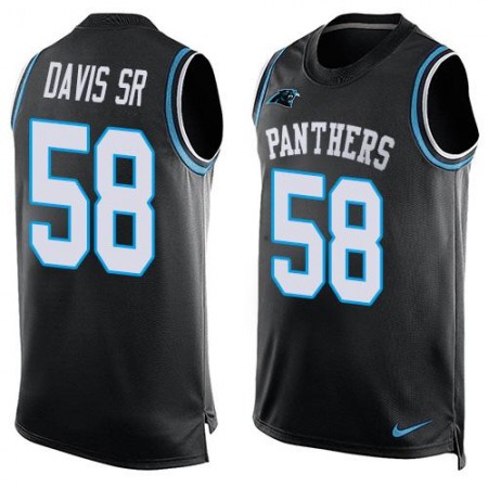 Panthers #58 Thomas Davis Sr Black Team Color Men's Stitched NFL Limited Tank Top Jersey