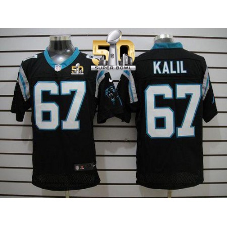 Panthers #67 Ryan Kalil Black Team Color Super Bowl 50 Men's Stitched NFL Elite Jersey