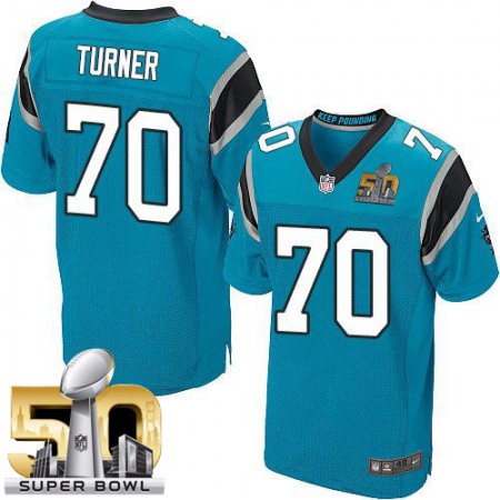 Panthers #70 Trai Turner Blue Alternate Super Bowl 50 Men's Stitched NFL Elite Jersey