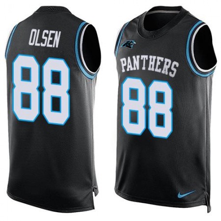 Panthers #88 Greg Olsen Black Team Color Men's Stitched NFL Limited Tank Top Jersey