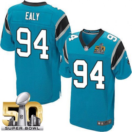 Panthers #94 Kony Ealy Blue Alternate Super Bowl 50 Men's Stitched NFL Elite Jersey
