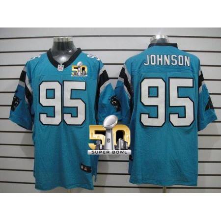 Panthers #95 Charles Johnson Blue Alternate Super Bowl 50 Men's Stitched NFL Elite Jersey