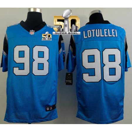 Panthers #98 Star Lotulelei Blue Alternate Super Bowl 50 Men's Stitched NFL Elite Jersey