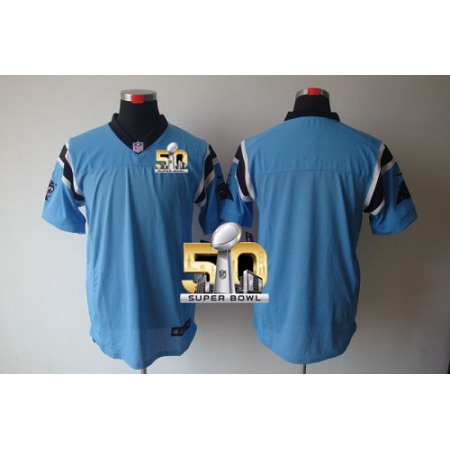 Panthers Blank Blue Alternate Super Bowl 50 Men's Stitched NFL Elite Jersey