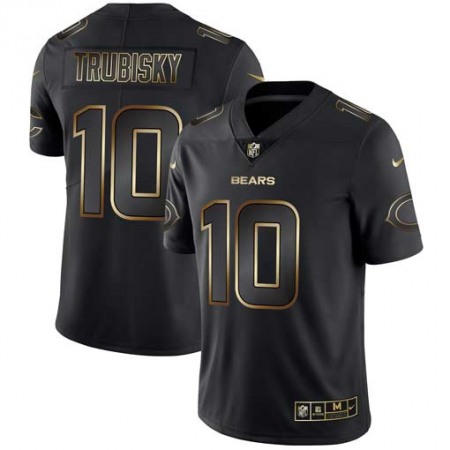 Men's Chicago Bears #10 Trubisky 2019 Black Gold Edition Stitched NFL Jersey