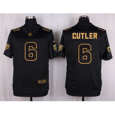 Bears #6 Jay Cutler Black Men's Stitched NFL Elite Pro Line Gold Collection Jersey