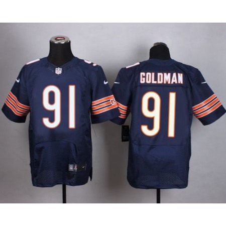 Bears #91 Eddie Goldman Navy Blue Team Color Men's Stitched NFL Elite Jersey